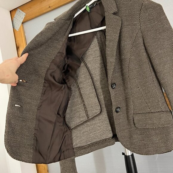 MaxMara Weekend Wool Blend Brown Cream Pattern Unconstructed 2Button Blazer Sz S - Picture 7 of 15